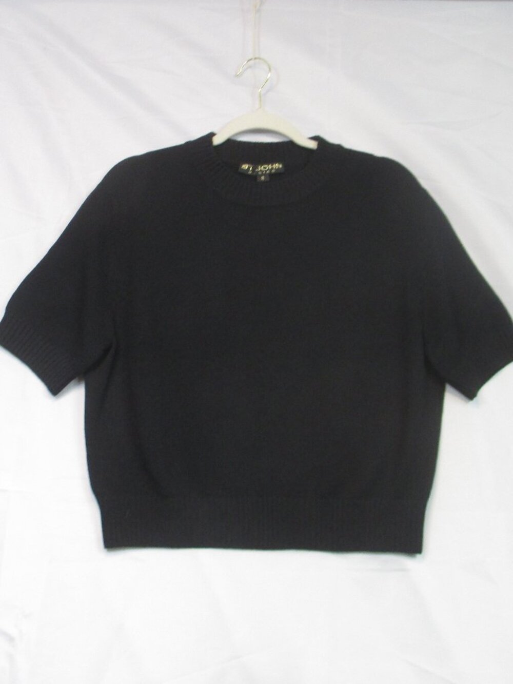 St. John Basics Black Santana Knit Round-Neck Short Sleeve Top Women’s Size M